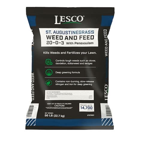 Lesco St Augustine Weed And Feed 50 Lb 14700 Sq Ft 20 0 3 Weed And Feed