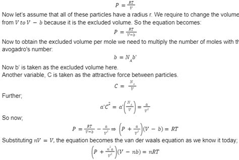 Learn About Van Der Waals Equation Derivation