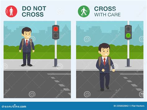 Rules For Pedestrians The Meaning Of Traffic Light Signals School Kid