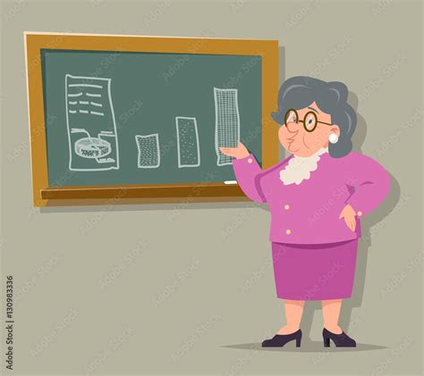 Education Blackboard Old Female Teacher Granny Character Adult Icon