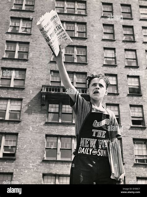 Boy Selling Newspapers On Street New York City Stock Photo Alamy