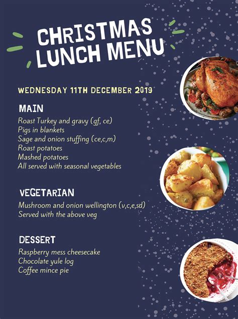 Christmas Lunch Menu Bloxwich Academy