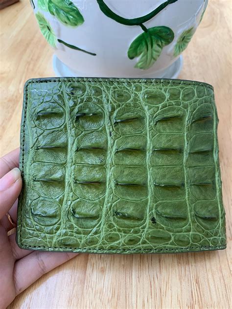 Green Genuine Crocodile Alligator Leather Skin Bifold Wallet Etsy