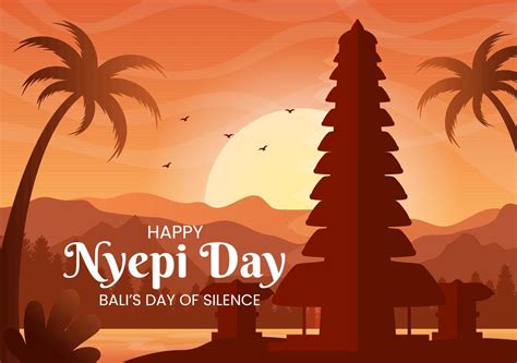 Happy Nyepi Day Or Balis Silence To Hindu Ceremonies In The Background