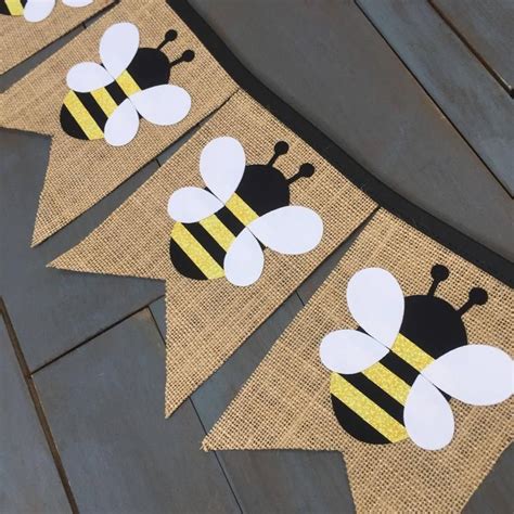 Honey Bumble Bee First Birthday Party Decorations Pennant Etsy In