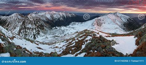 Beautiful Sunrise In Rocky Mountain West Tatras Slovakia Stock