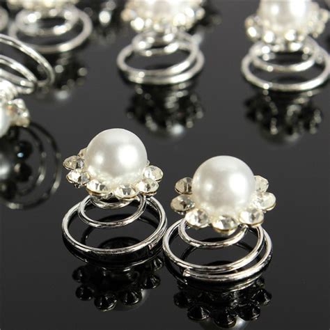 12pcs Pearls Crystal Wedding Bridal Hair Pins Twists Coils Flower Swirl Spiral Hairpins Fashion