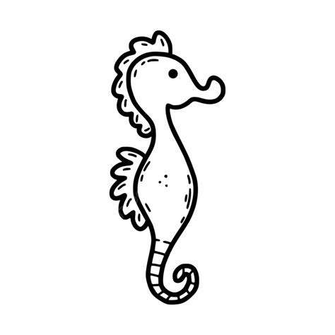 Doodle Laut Laut Kuda Laut Yang Lucu Simbol Imut Tanda Png Dan