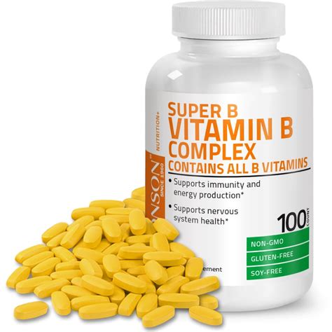Buy Bronson Vitamin B Complex Vitamin B1 B2 B3 B6 B9 Folic Acid B12 100 Tablets Online