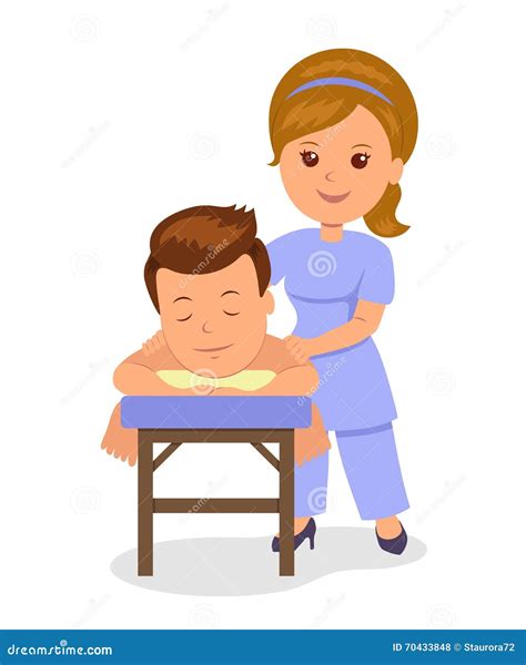 man getting relaxing massage in spa masseuse makes wellness massage stock vector illustration