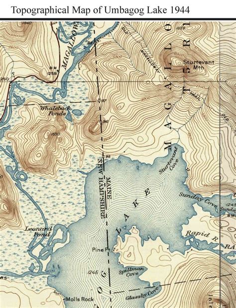 Umbagog Lake 1944 Old Topographic Map Usgs Custom Composite Etsy