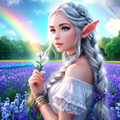 Portrait Of Beautiful Elf Silver Braided Hair Play Openart