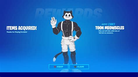 how to get new toon meowscles skin for free in fortnite cartoon meowscles skin youtube