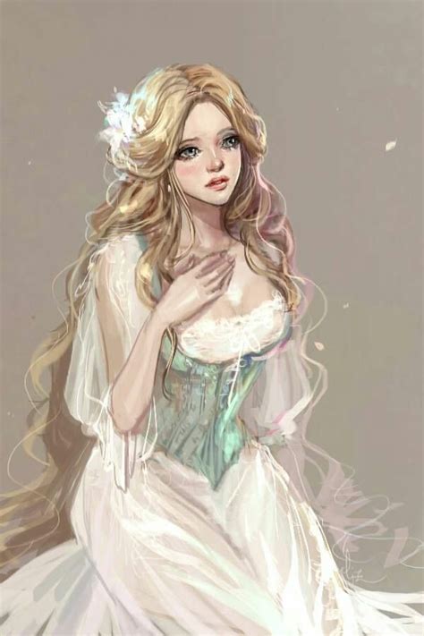 Beautiful Girl With Long Blond Hair Art Art Girl Anime