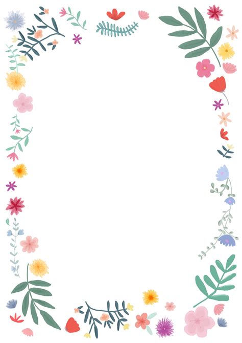 Printable Flower Border Invitation Template Bright Floral Etsy
