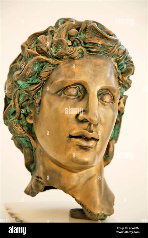Bronze Bust Of Alexander The Great At Kalithea Spa Interior Rhodes