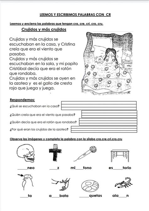 Fichas Para Sílaba Cra Cre Aprendiendo Con Miss Erika