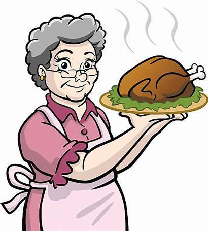 Granny Turkey Grandma Grandmother Cooking Vector Clip