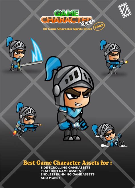 Blue Knight 2D Game Character Sprites by Prmsdk | Codester