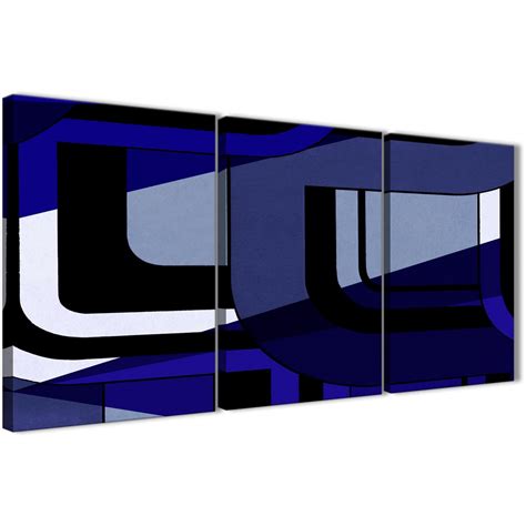 Navy Blue Abstract Painting Canvas Wall Art