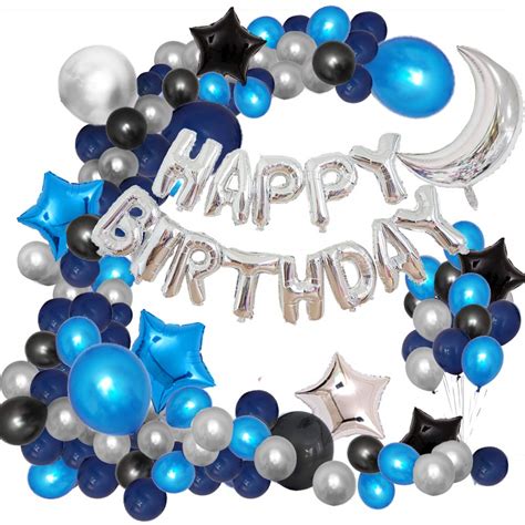 Buy Finypa Silver Blue And Black Balloon Garland Kit Galaxy Balloons