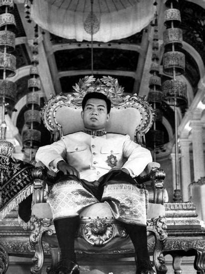 King Norodom Sihanouk Of Cambodia Sitting In His Throne Wearing Sampots Sarong Style Pants
