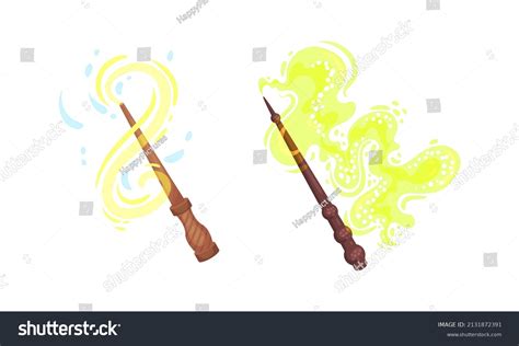 Fairy Magic Wands Casting Spells Set Stock Vector Royalty Free