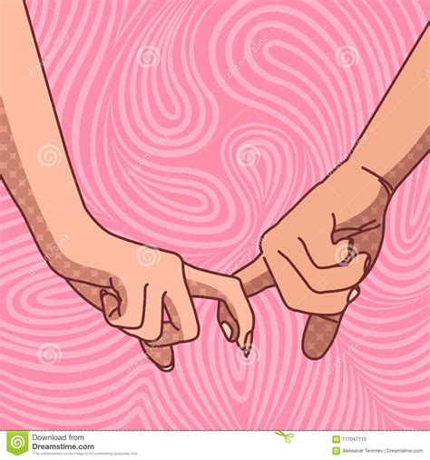 The Image Of The Hands Of A Young Couple Interlocked With Index Fingers