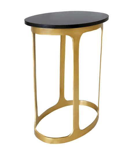 Black Marble Top Oval Accent Table Blackgold Plow And Hearth