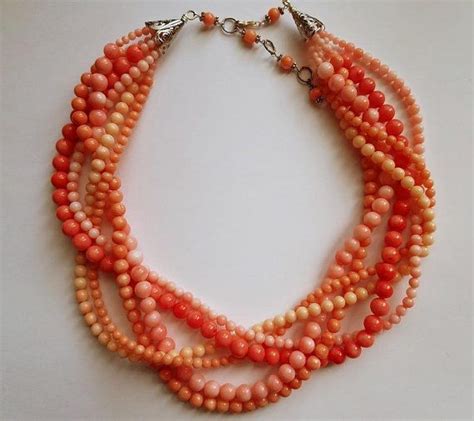 Natural Coral Multi Strand Necklace Etsy Multi Strand Necklace