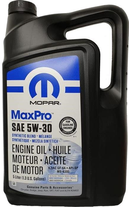 Mopar Maxpro 5w 30 Spgf 6a 5l 5 л 68518205aa купить моторное масло