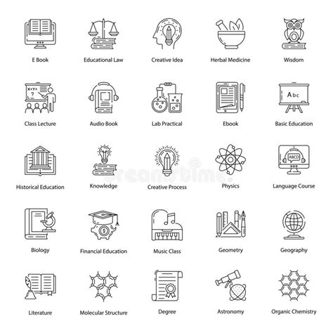 Digital Education Glyph Icons Pack Stock Illustration Illustration Of