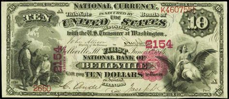 1875 Ten Dollar National Currency 2154 The First National Bank Of