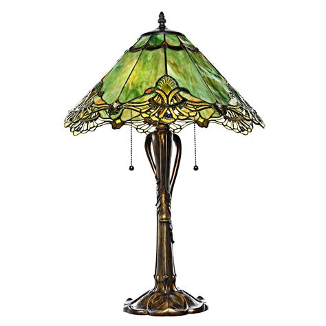victorian sea green crystal lace tiffany style stained glass 24 5 h table lamp wayfair