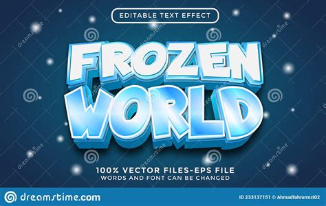 Frozen World Editable Text Effect Premium Vectors Stock Vector