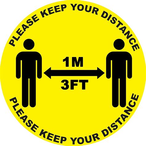4 X Please Keep Your Distance 1m Social Distancing Landscape Floor Safety Sign