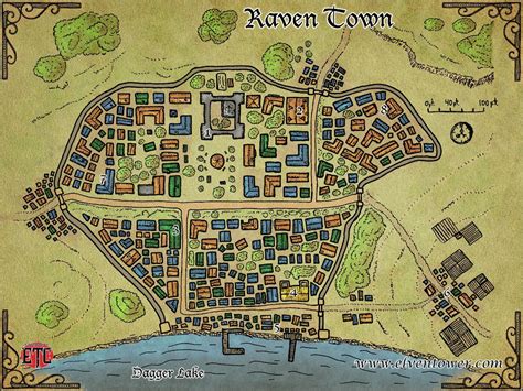 Map 47 Raven Town Elven Tower Adventures Fantasy World Map