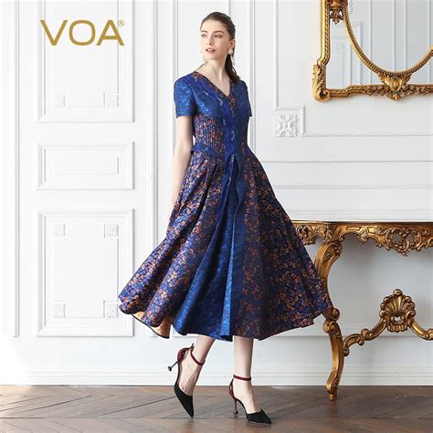 Voa Silk Jacquard Women Long Dress Swing Dresses Plus Size 5xl Vintage