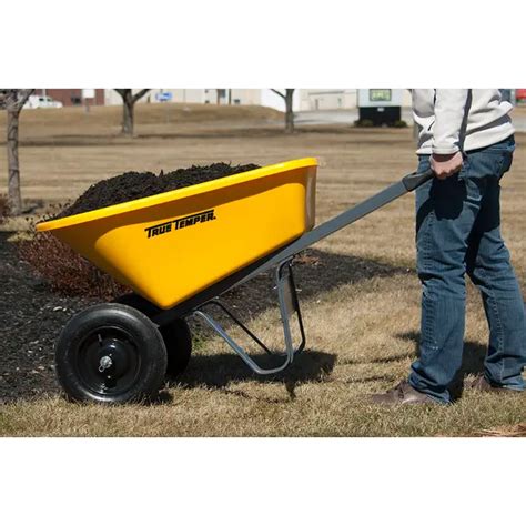 True Temper Poly Wheelbarrow With Dual Wheels Rp6dwlg8 The Home Depot