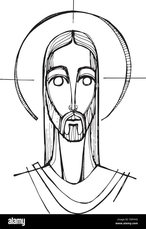 Hand Drawn Vector Illustration Ou Dessin De Jésus Christ Image