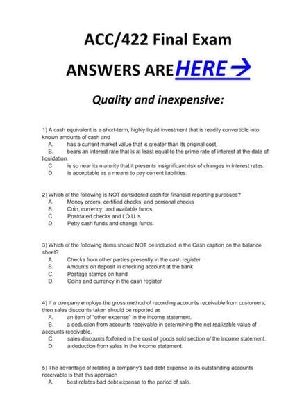 Acc 422 Final Exam Mcq S Correct Answers 100