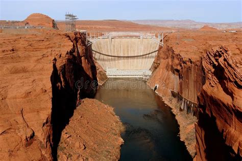 glen canyon dam on colorado river view from the southern side page arizona stock image