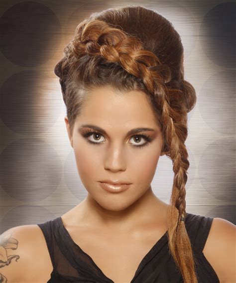 Long Curly Alternative Braided Updo Hairstyle Caramel Brunette Hair Color