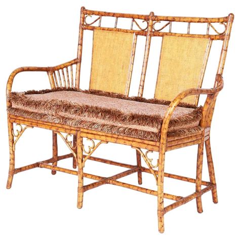 British Colonial Style Faux Bamboo Loveseat Or Settee At 1stdibs