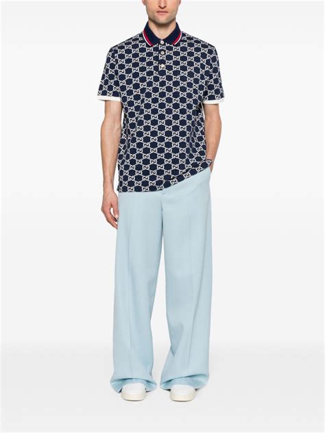 Gucci Gg Jacquard Cotton Polo Shirt Farfetch