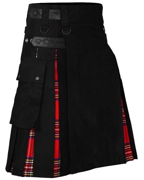 hybrid cotton and tartan utility kilts for men black cotton and etsy canada in 2023 kilt