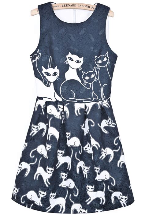 Kitty Makeup Clothes Cat Clothes Print Clothes Dress C Boho Dress