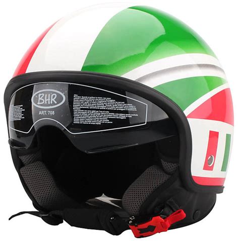 Motorcycle Helmet Jet Vintage With Visor Inner Bhr Italian Flag For