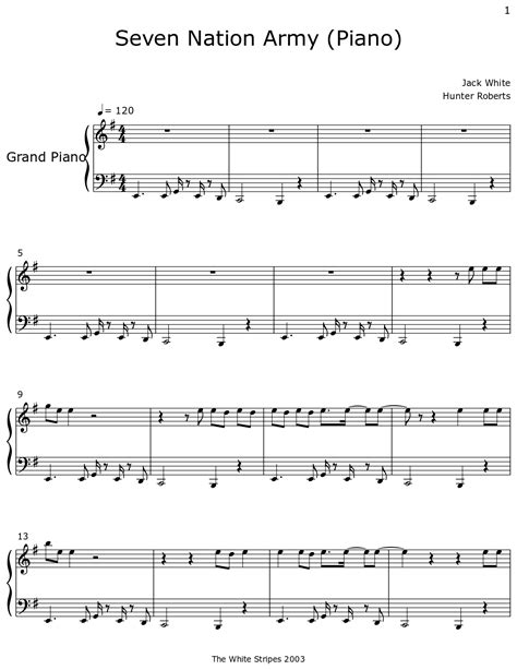 Seven Nation Army Piano Sheet Music For Piano