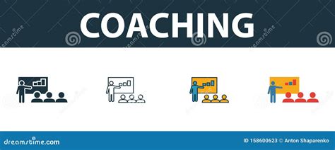 Coaching Icon Set Four Simple Symbols In Diferent Styles From Soft